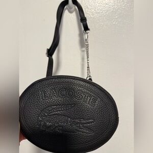 Lacoste Black Crossbody Bag with Silver Hardware